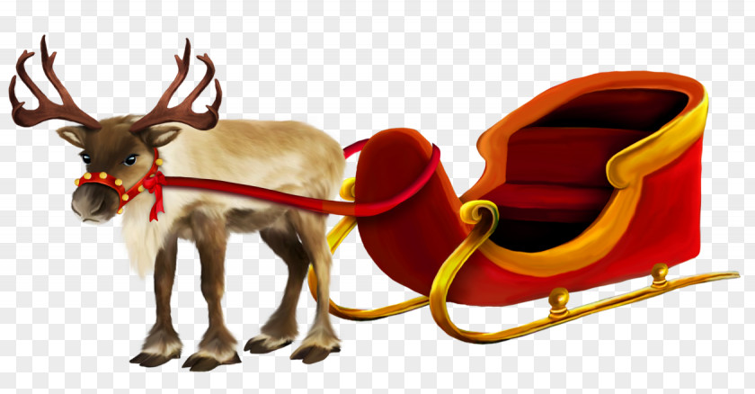 Santa Sleigh Claus Village Rudolph Reindeer Sled PNG
