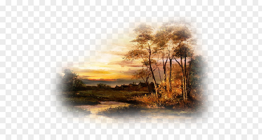 Road Scenery Landscape Painting Autumn Image Theatrical PNG