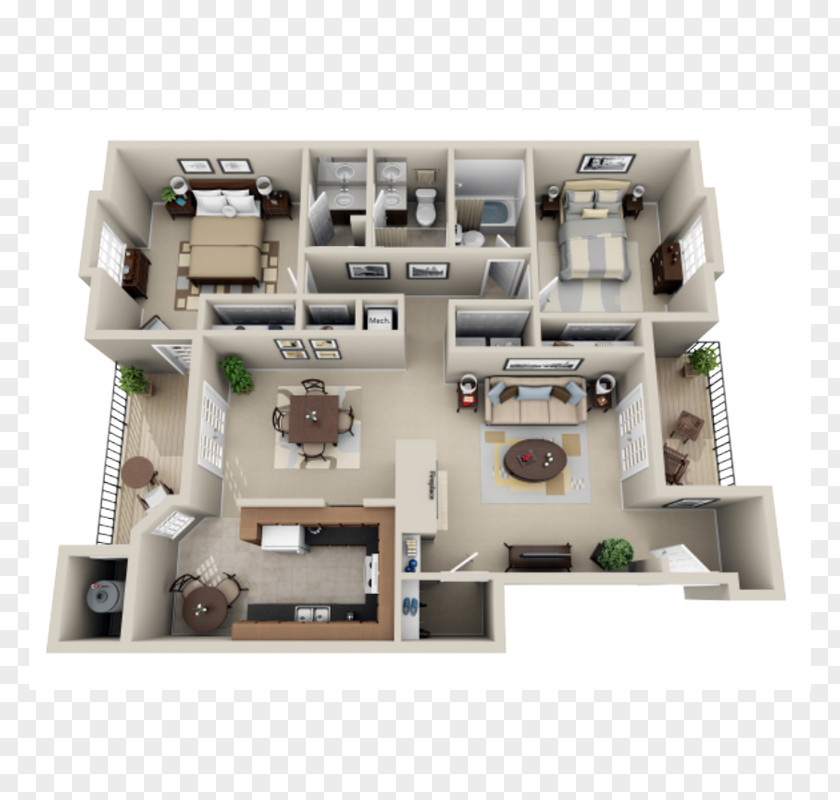 Apartment 3D Floor Plan House Storey PNG