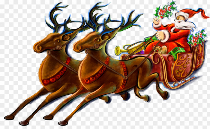 Santa Sleigh Ded Moroz Reindeer Claus Grandfather PNG