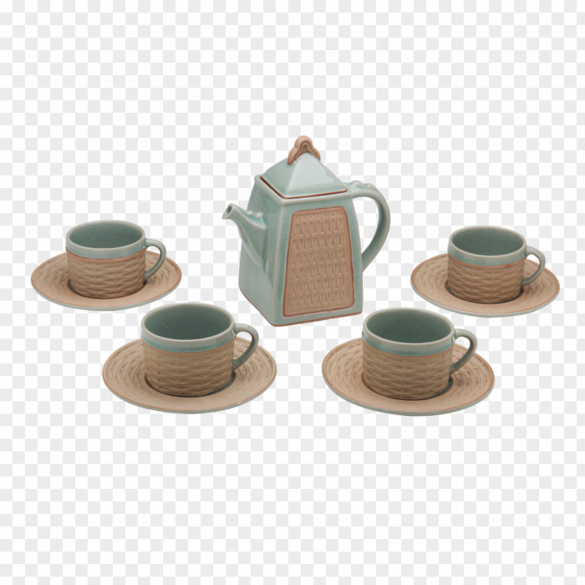 Tea Time Tableware Teapot Set Saucer Ford PNG