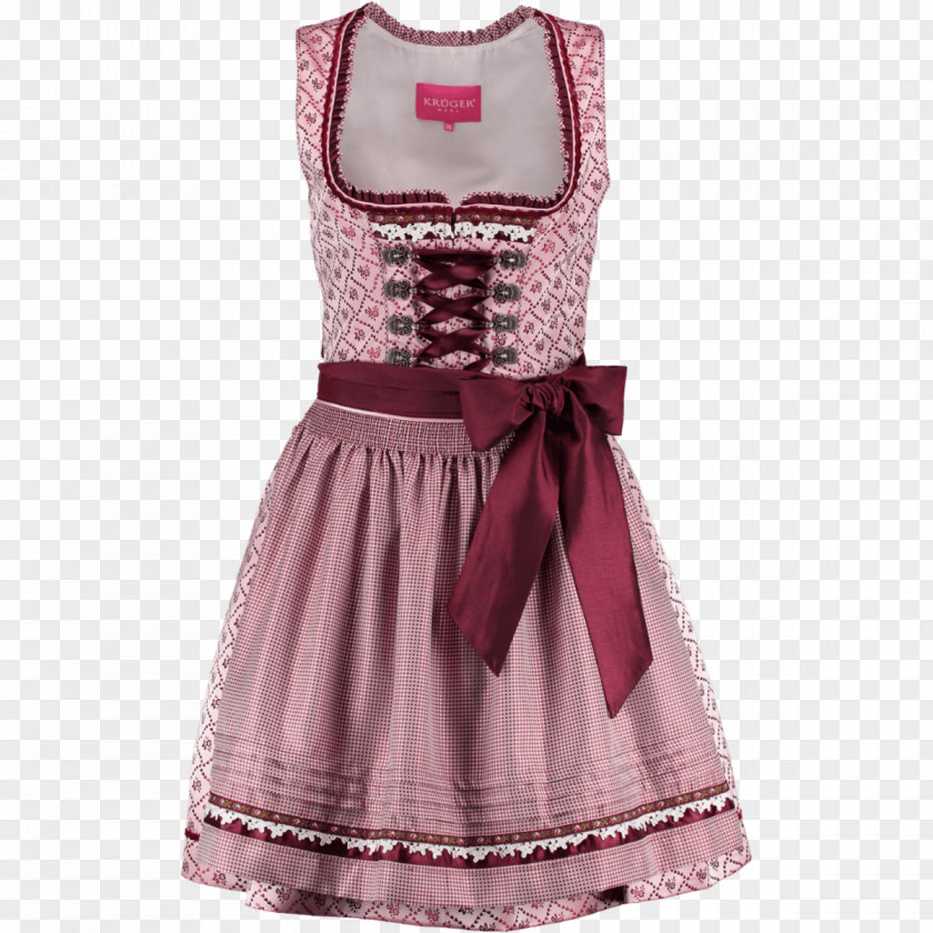 Dirndl Cocktail Dress Pink M Sleeve PNG