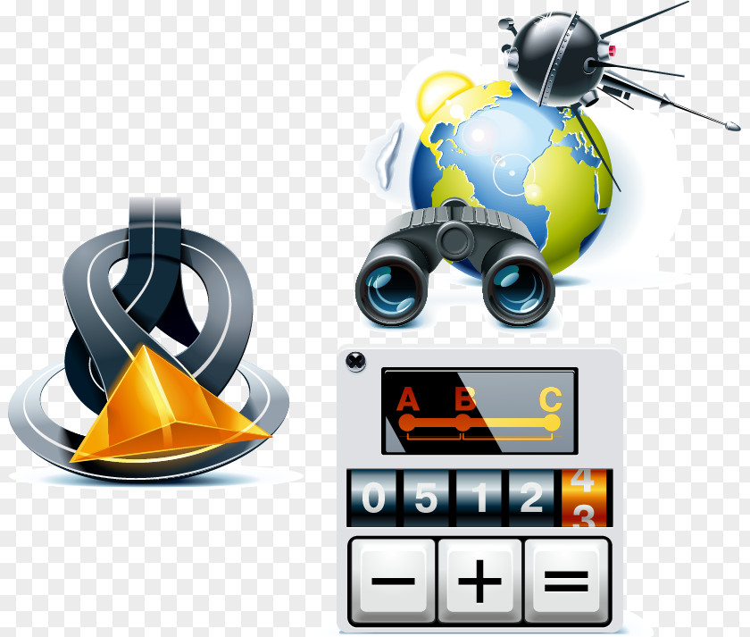Metal Theme Telescope Computer GPS Navigation Systems PNG