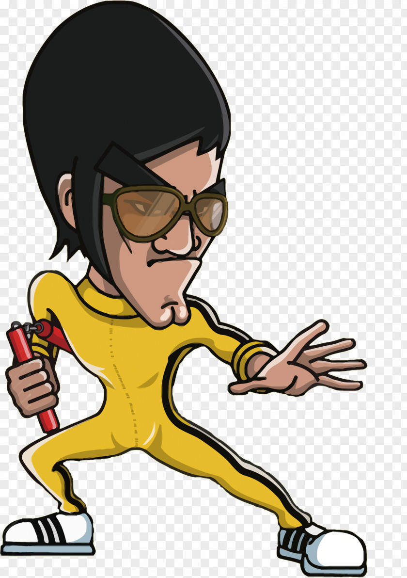 Cartoon Bruce Lee T-shirt Costume Kung Fu Cosplay PNG