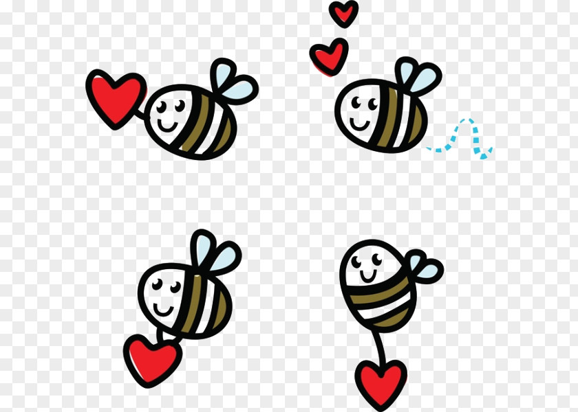 Cartoon Love Bees Honey Bee Doodle Clip Art PNG