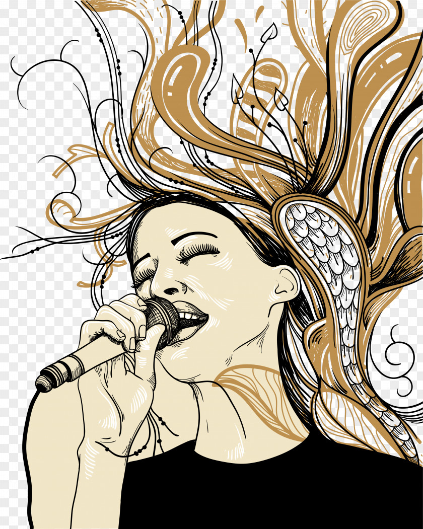 Microphone Karaoke Music PNG , Singing the beauty illustrations clipart PNG