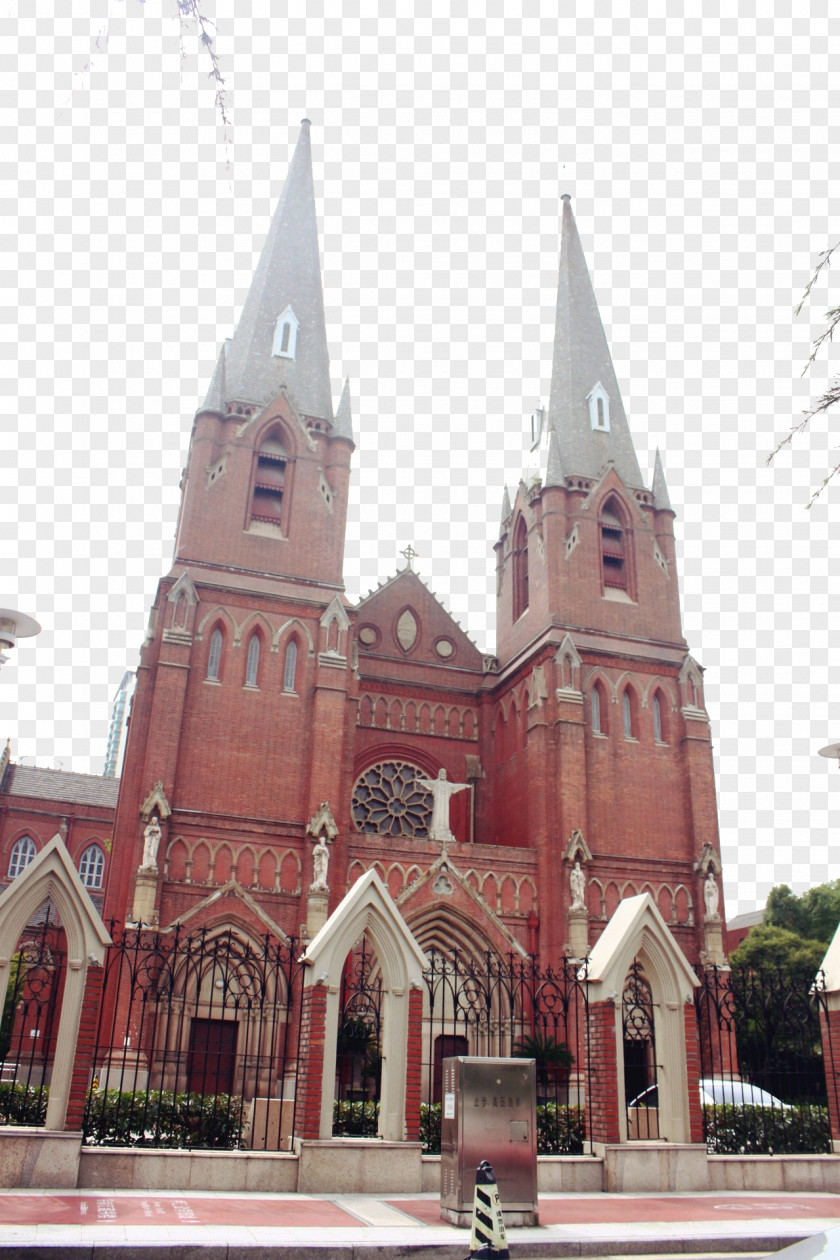 Shanghai Catholic Church Two Saint Ignatius Cathedral, Xujiahui Uff08East Gateuff09 U5f90u5bb6u532fu5730u9244u7ad9 U5929u4e3bu6559u5802 PNG