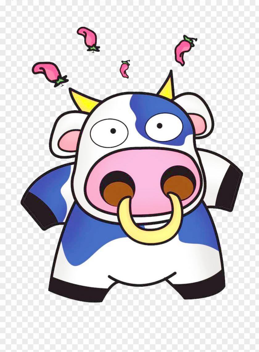 Spicy Cow Cattle Cartoon Drawing PNG