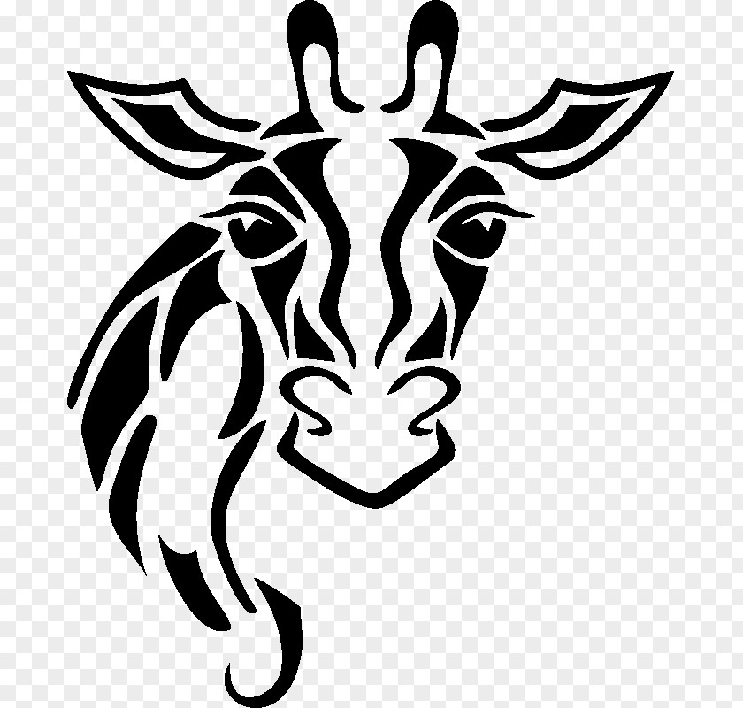 Head Stencil Black-and-white Horn Automotive Decal PNG