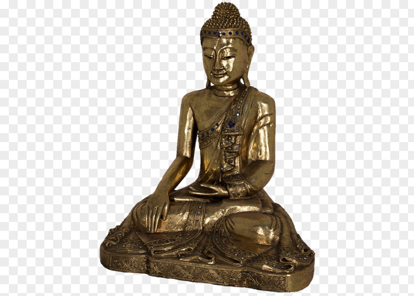 Thai Buddha Bronze Sculpture Figurine Statue Lotus Position PNG