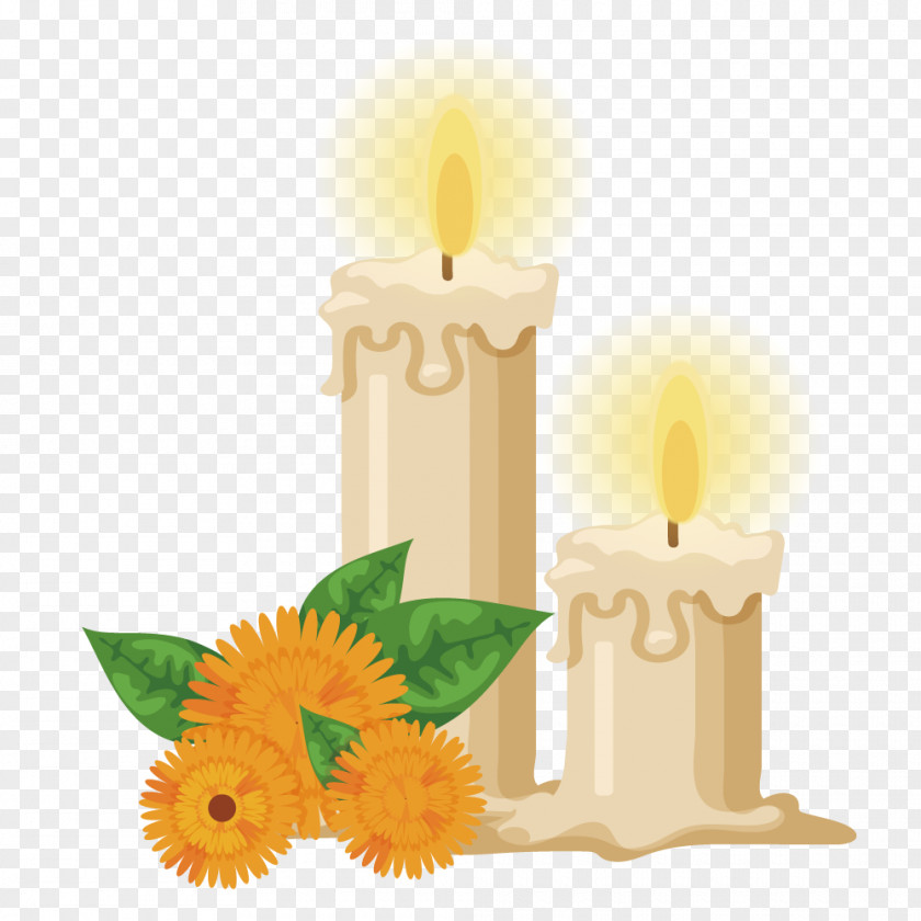 Vector Candle With Flowers Flower PNG