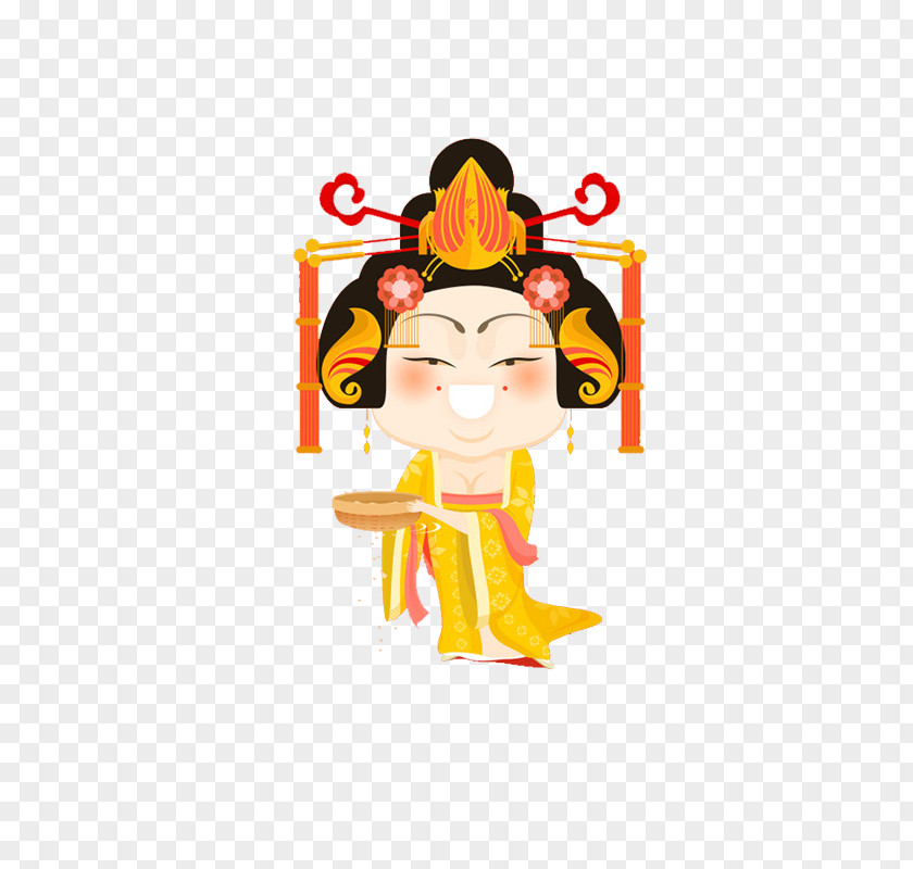 Cartoon Ancient Queen Character Image Mooncake Mid-Autumn Festival Poster PNG