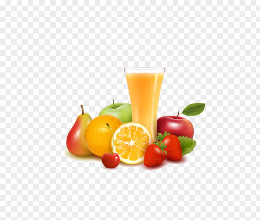 Fruits And Orange Juice Fruit Illustration PNG