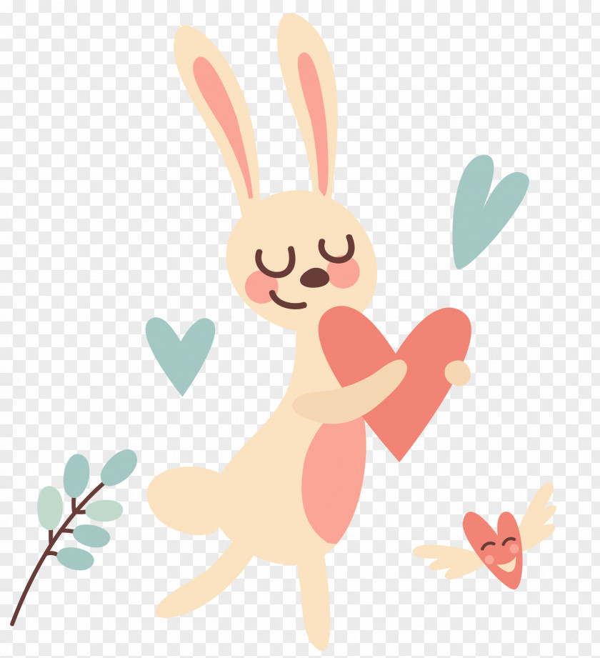 Holding Love Rabbit Vector PNG