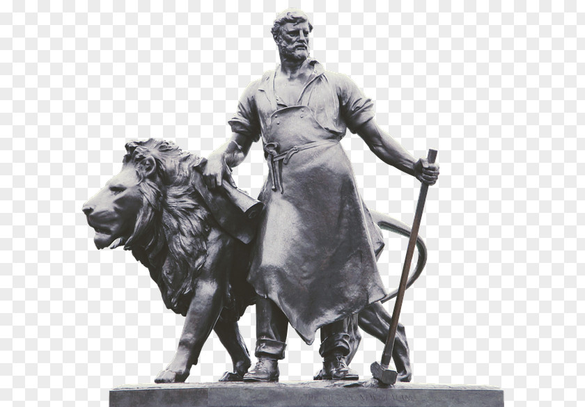 Lion On Fire Statue Monument Bronze Sculpture PNG