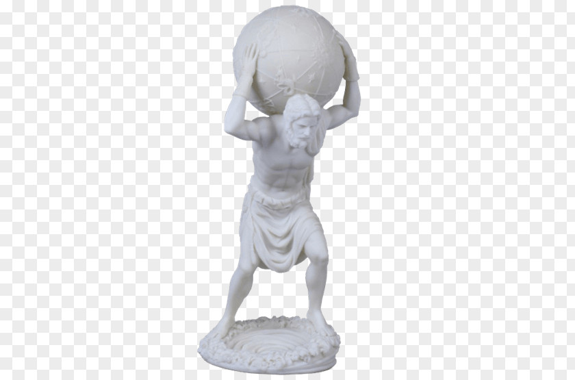 Globe Atlas Zeus Statue Figurine PNG