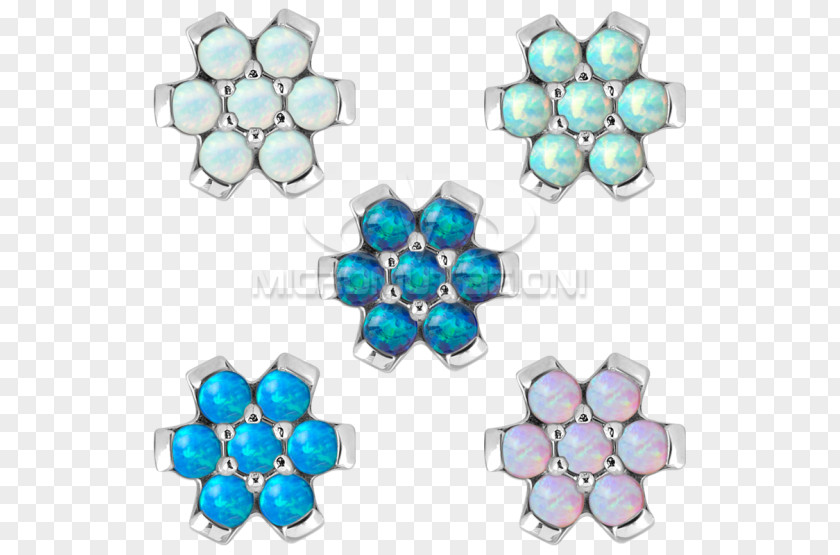 Blue Opal Flower Ring Microdermal Implants Transdermal Implant Body Piercing Jewellery Todo PNG