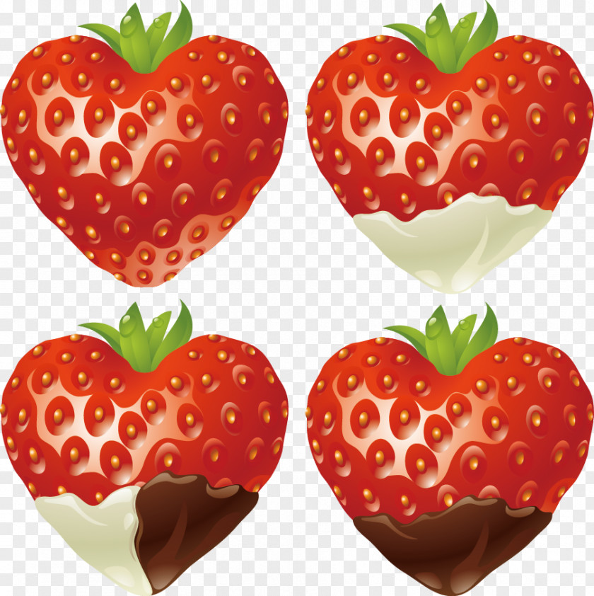 Red Strawberry Pattern Juice Heart PNG