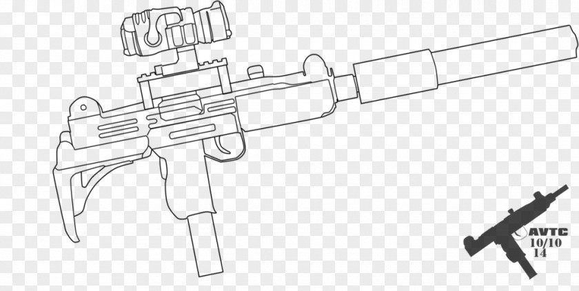Military War Firearm Weapon Gun Drawing Uzi PNG