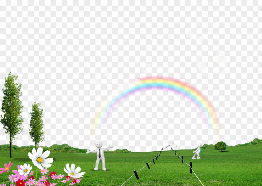 Grass Trees,landscape Rainbow Cartoon PNG