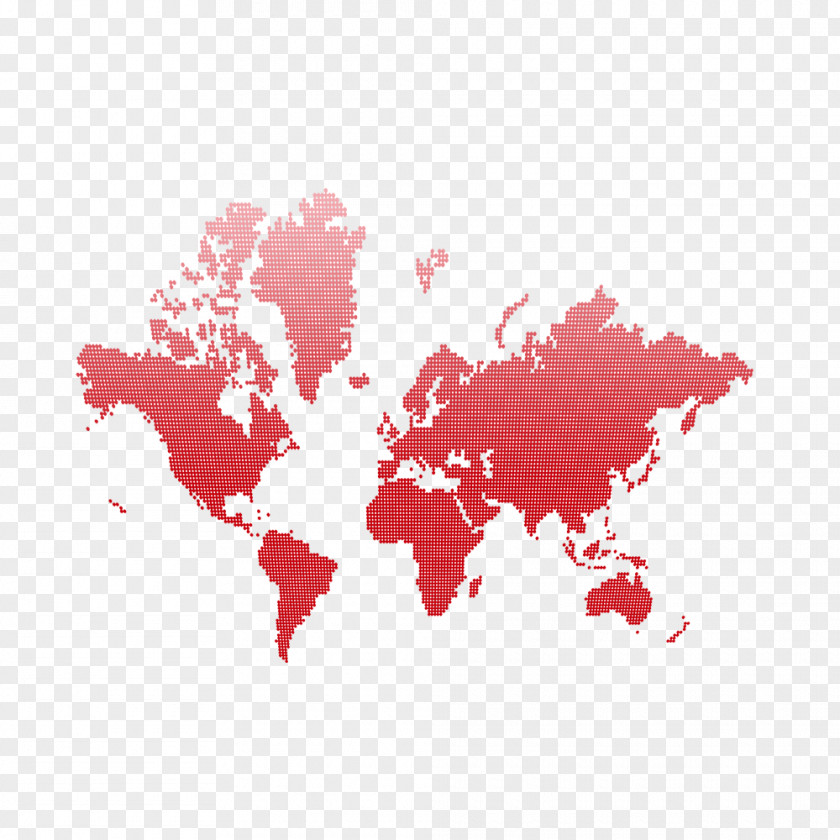 Red World Map Globe PNG