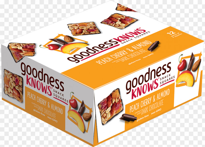 Chocolate Almond Goodnessknows Peach, Cherry, And Dark Snack Squares 12-Count Box Food Gluten-free Diet GoodnessKNOWS Gluten Free Square Bars PNG
