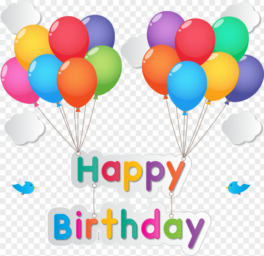 Happy Birthday Font Cake Balloon Party Clip Art PNG