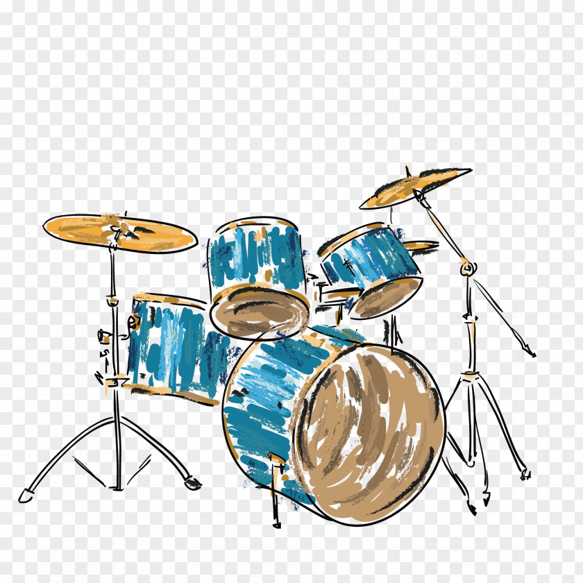 Vector Hand-painted Drums Musical Instrument Illustration PNG