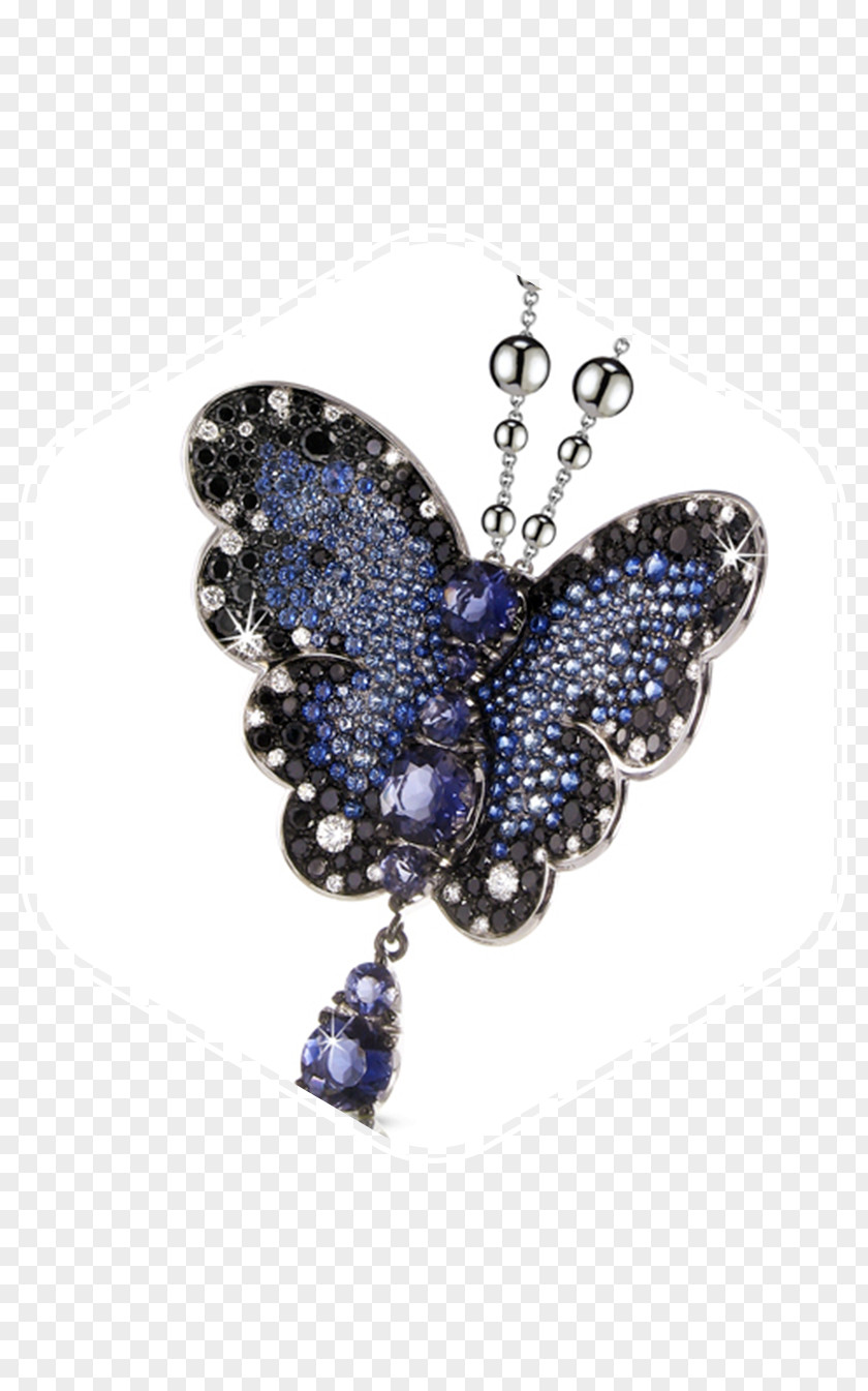 Butterfly Sapphire Earring Charms & Pendants Necklace PNG