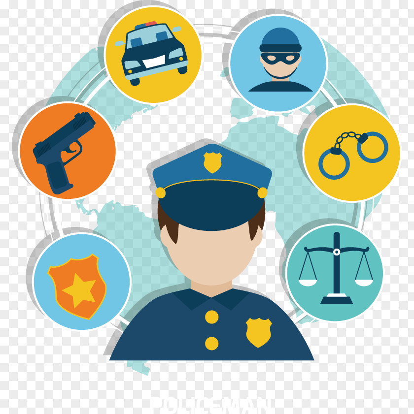 Vector Flat Police Officer Security Guard PNG