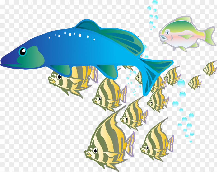 Hand-painted Blue Striped Fish Clip Art PNG