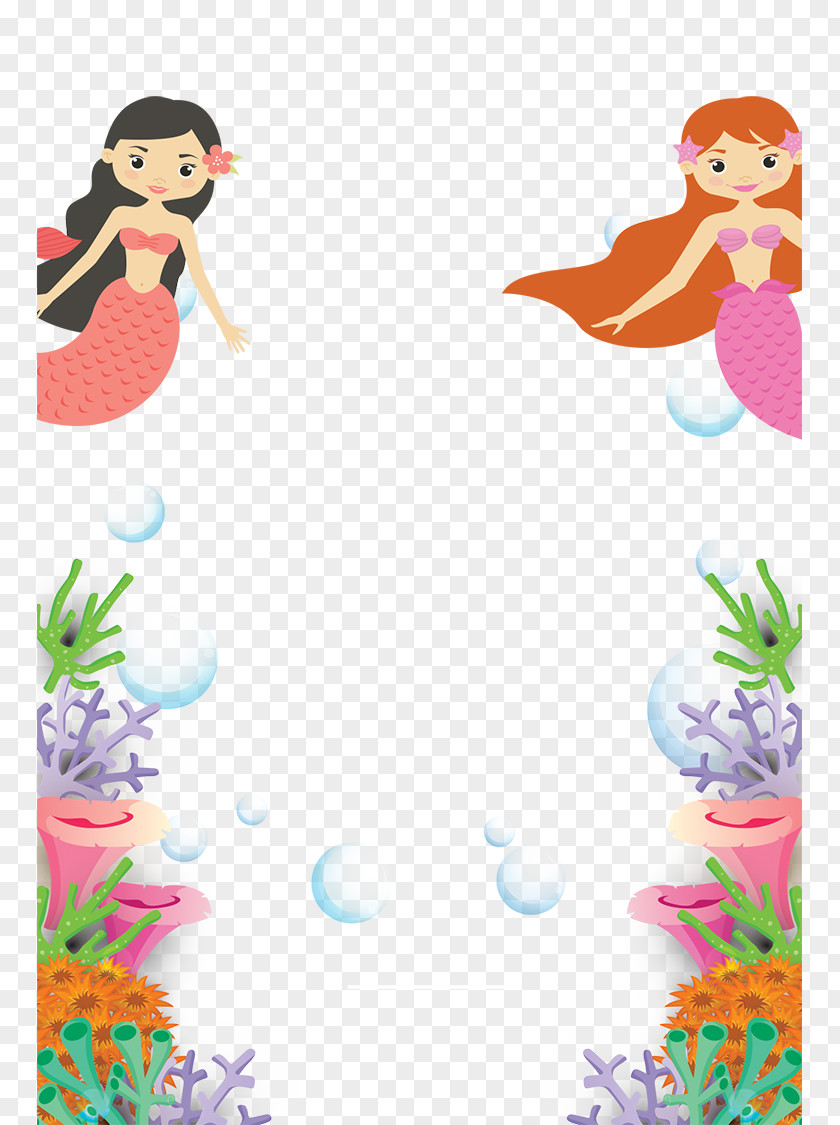 Mermaid Child Birthday Party Clip Art PNG