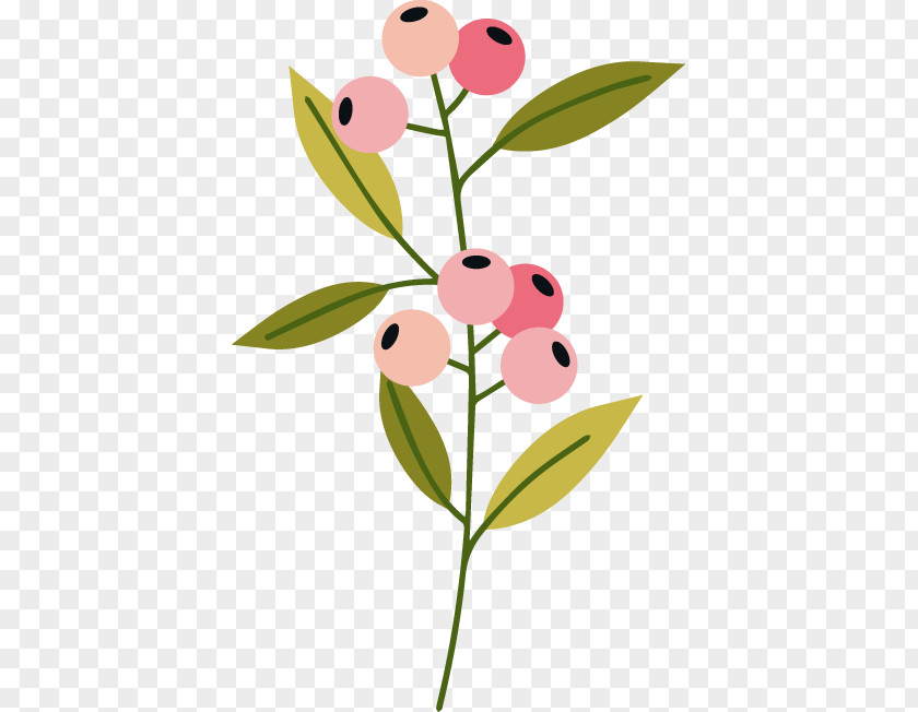 Small Hand-painted Flowers And Fresh Berries Berry Weigela Plant PNG