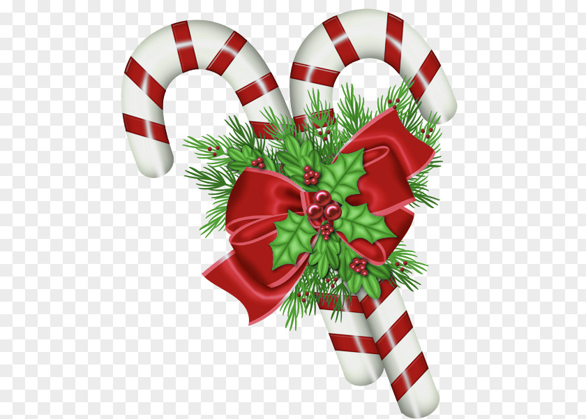 Santa Claus Candy Cane Christmas Stick Ribbon PNG