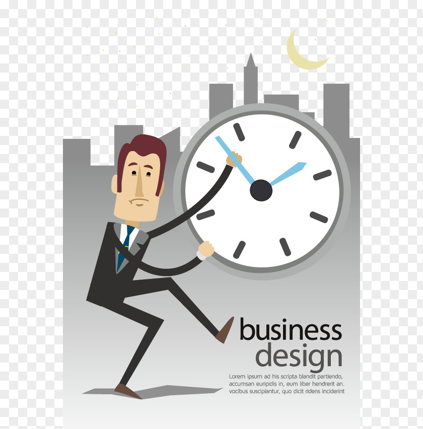 Vector Business Clock Cartoon PNG