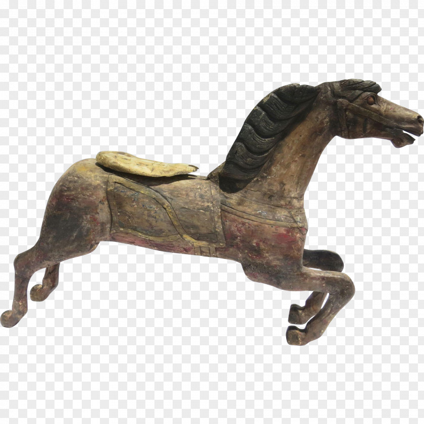 Mustang Wood Carving Stallion Sculpture Carousel PNG