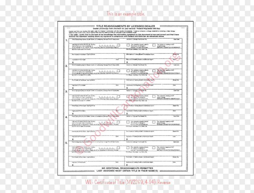 Certificate Car Vehicle Title Wisconsin PNG