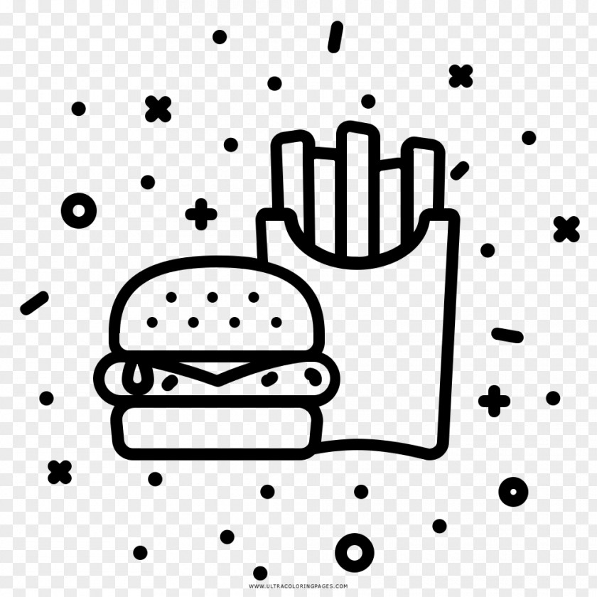 Junk Food Fast French Fries Coloring Book Hamburger PNG
