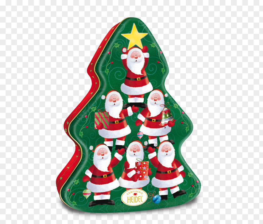 Christmas Time Ornament Tree Santa Claus Tin Box PNG