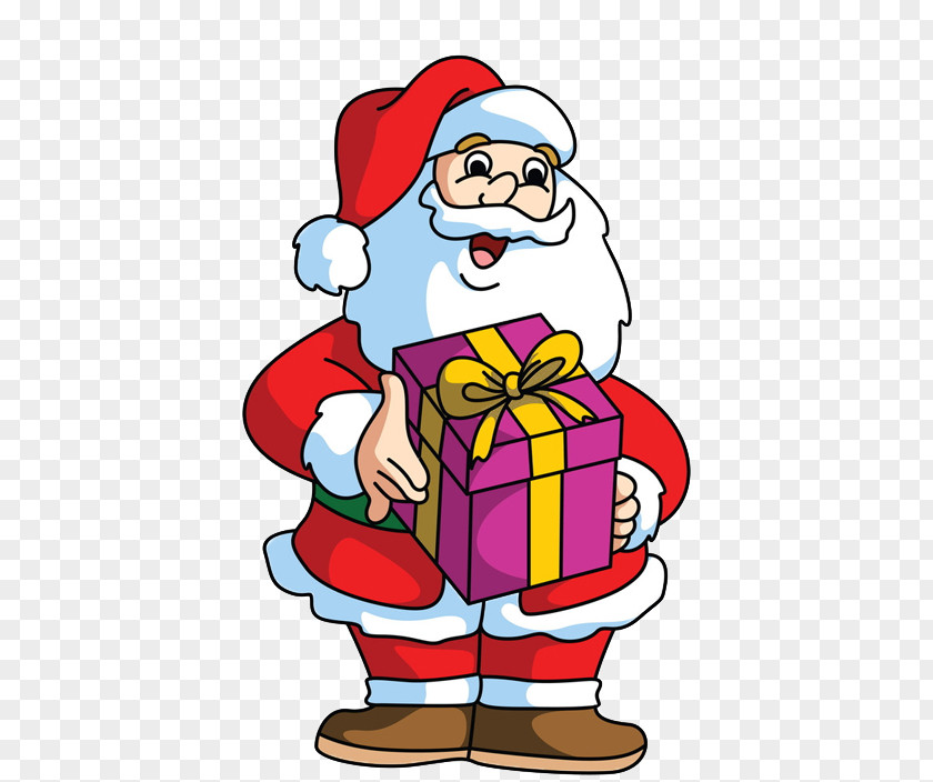 Santa Claus Holding A Gift Box Photography Royalty-free Illustration PNG