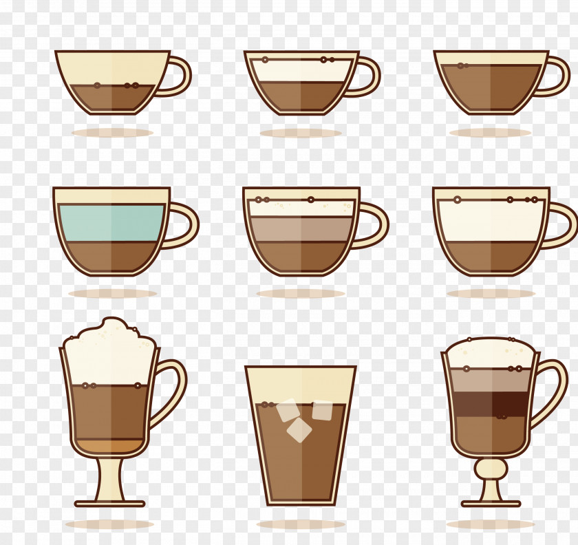 Vector Tea Mugs Iced Coffee Espresso Cafe Cup PNG
