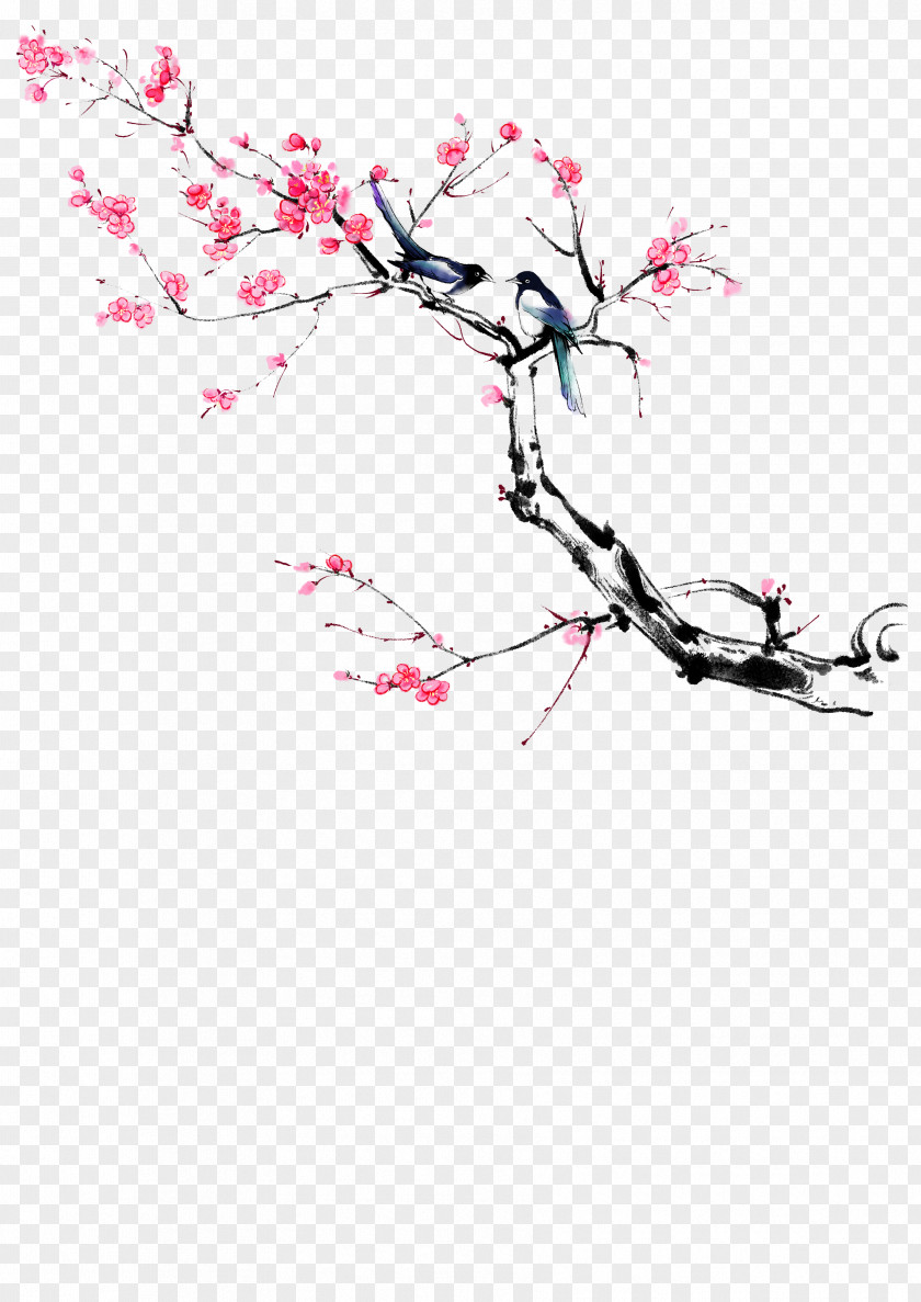 Very Happy Plum Blossom Ink PNG