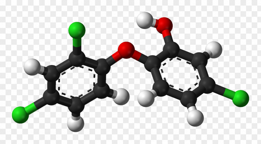 Triclosan Molecule Chemical Compound DDT Dichlorodiphenyldichloroethylene Ball-and-stick Model PNG