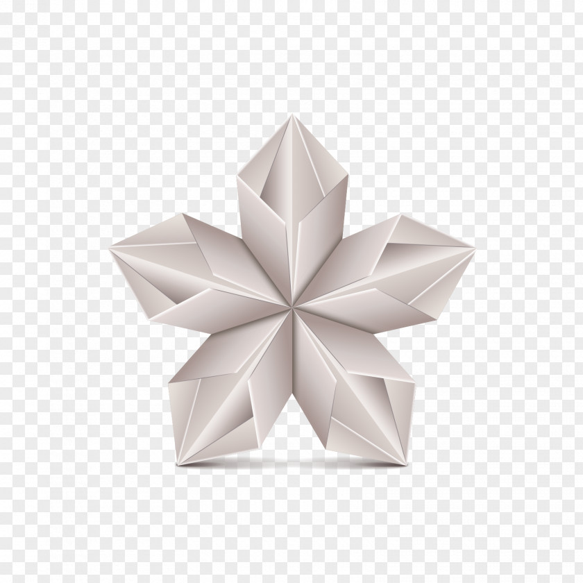 Gray Origami Five-pointed Star Paper Euclidean Vector Flower PNG