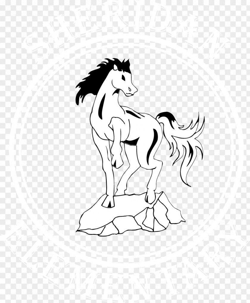 Mustang Line Art Sketch PNG