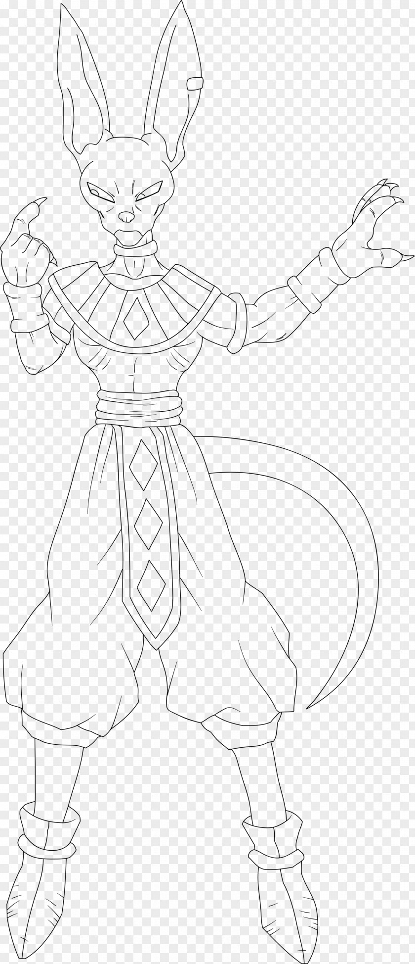 Powerfull Line Art White Cartoon Character Sketch PNG