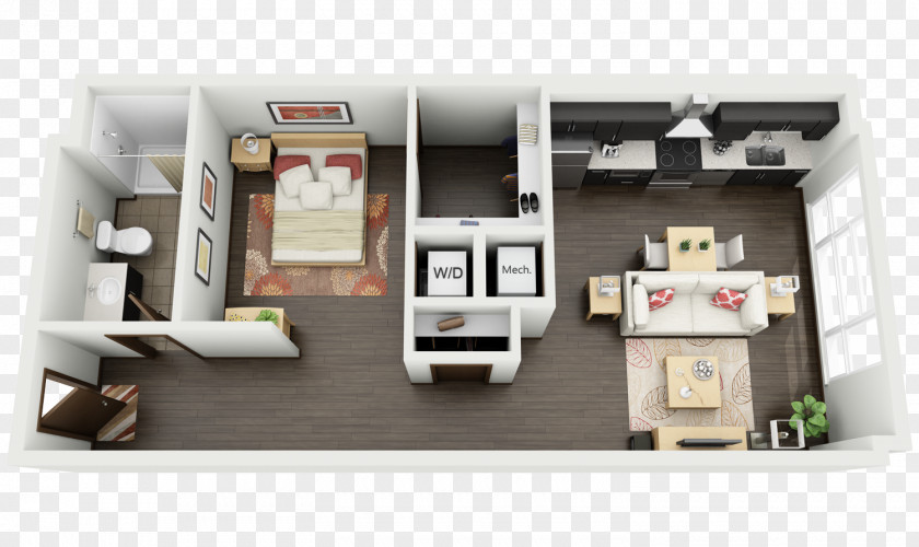 House 3D Floor Plan Apartment Furniture PNG