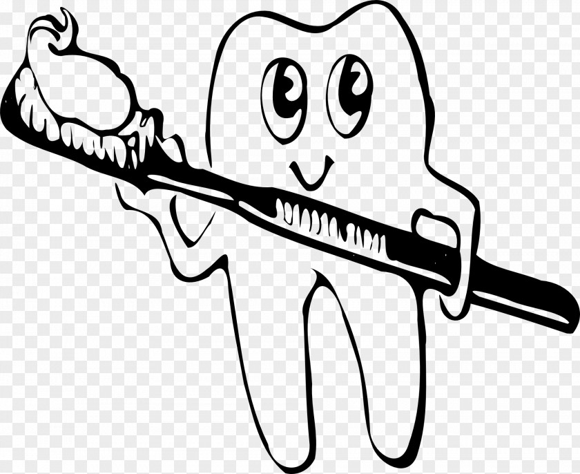 Cute Little Teeth Holding A Toothbrush Tooth Brushing Clip Art PNG