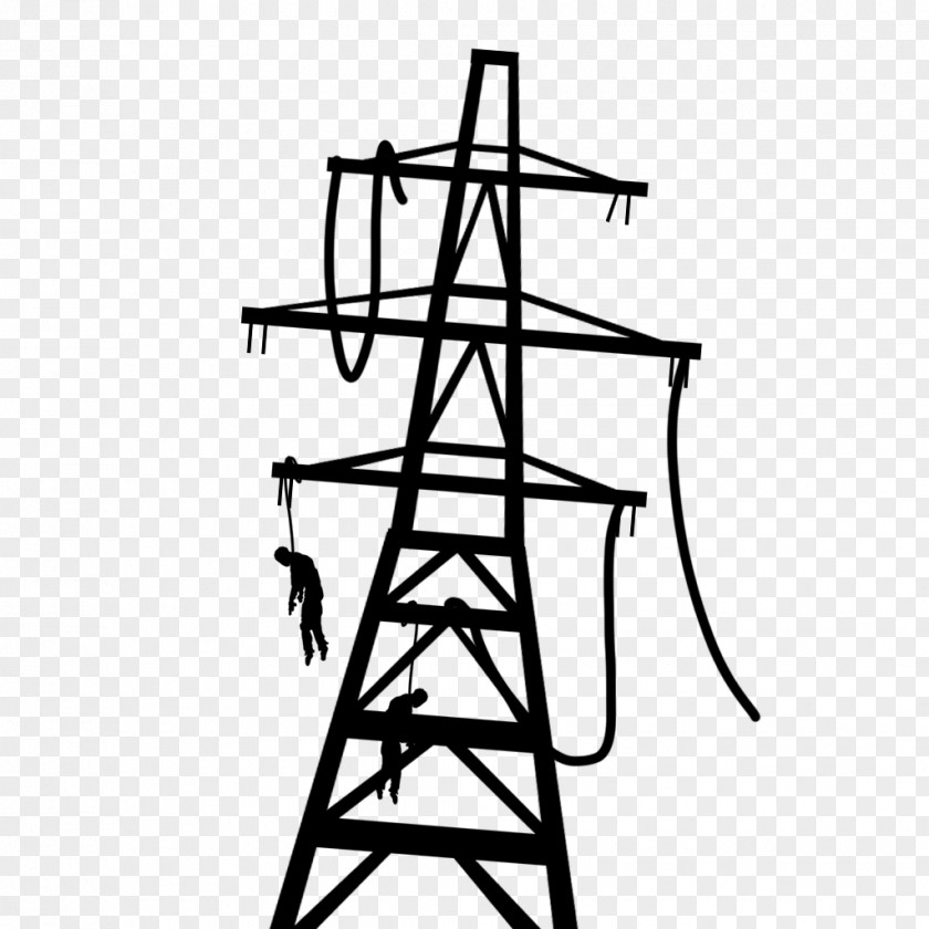 Save Electricity Transmission Tower Art Black And White Silhouette PNG