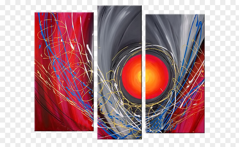 Painting Oil Abstract Art Triptych PNG